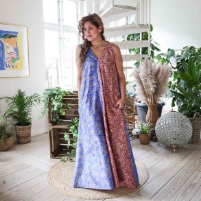 Blue / bordeaux / beige Acapulco sleeveless maxi dress Size LXL 