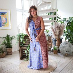 Blue / bordeaux / beige Acapulco sleeveless maxi dress Size LXL 