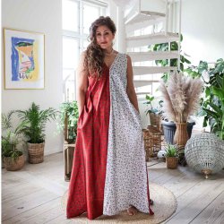 Bordeaux / creme / violet Acapulco sleeveless maxi dress Size LXL 