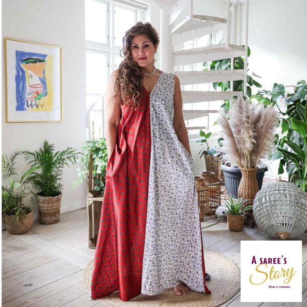 Bordeaux / creme / lilla Acapulco rmels maxi kjole Str LXL 