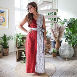 Bordeaux / creme / violet Acapulco sleeveless maxi dress Size LXL 