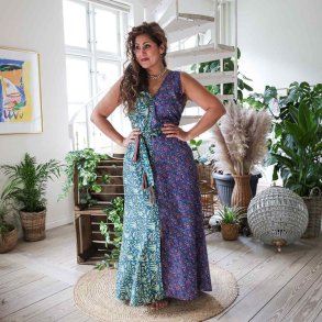 Petrol / blue / red Acapulco sleeveless maxi dress Size LXL 