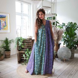 Petrol / blue / red Acapulco sleeveless maxi dress Size LXL 