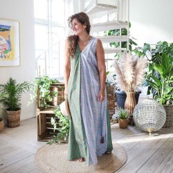 Green / brown / white Acapulco sleeveless maxi dress Size SM