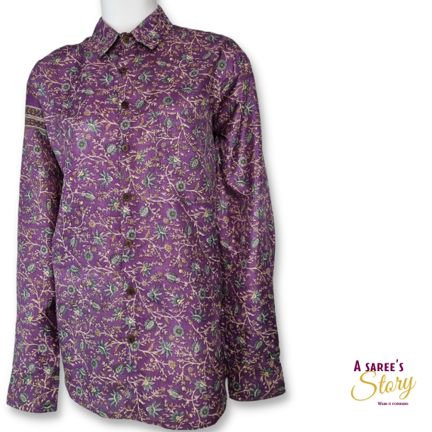 Purple / grey / beige Berlin unisex shirt size S/M 