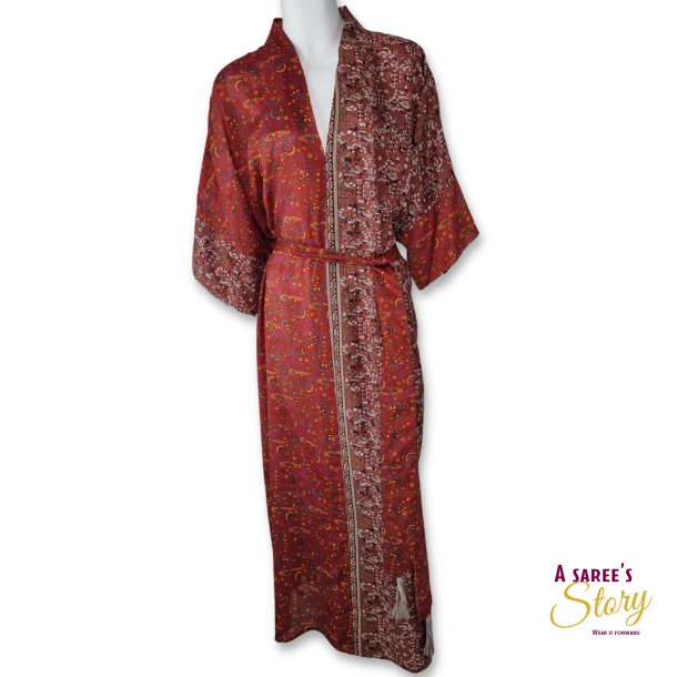 Bordeaux / gul / terracotta/ beige Catania kaftan str OneSize