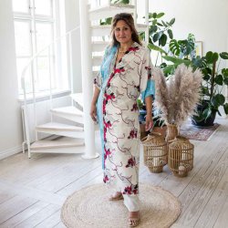 Light blue / beige / red / black Catania kaftan OneSize 