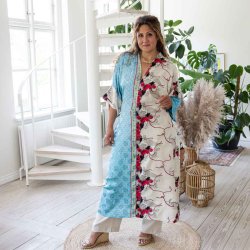 Light blue / beige / red / black Catania kaftan OneSize 