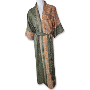 Dark grren / taupe / orange / beige Catania kaftan OneSize 