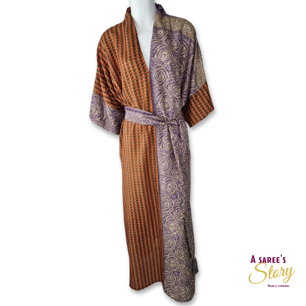 Rust / gr / lilla / beige Catania kaftan str OneSize 