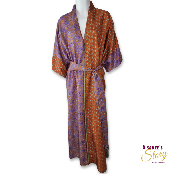 Rust / lilla /guld Catania kaftan str OneSize 