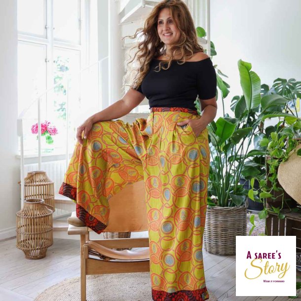 Lime-gul / bl / orange Cleopatra palazzo Str L/XL 