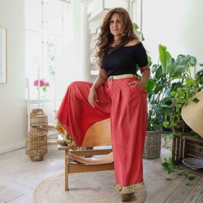 Red-orange / beige / taupe Cleopatra palazzo Size L/XL 