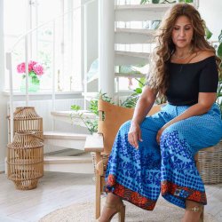 Blue /cobolt blue / rust Cleopatra palazzo size S/M