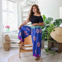 Cobolt blie / peach / mint green Cleopatra palazzo size S/M