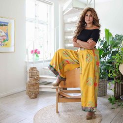 Yellow / green / red Cleopatra palazzo size S/M