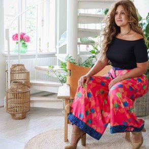 Hot pink / blue / green Cleopatra palazzo size S/M