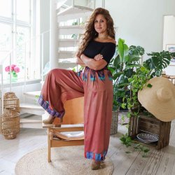 Rust / magenta / blue Cleopatra palazzo size S/M