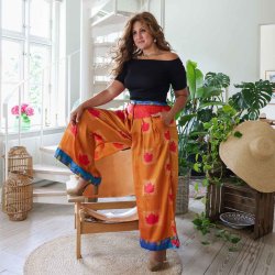 Tangerine / red / blue Cleopatra palazzo size S/M