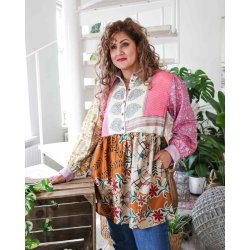 Pink / beige multi print Cristina mini dress OneSize