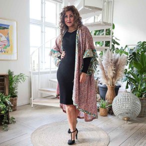 Beige / bronze / turquoise Doyenne kimono ruffled OneSize