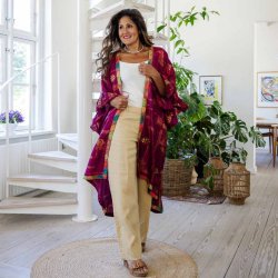 Plum/ yellow / green Doyenne kimono ruffled OneSize