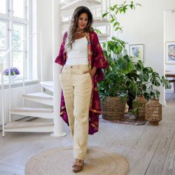 Plum/ yellow / green Doyenne kimono ruffled OneSize