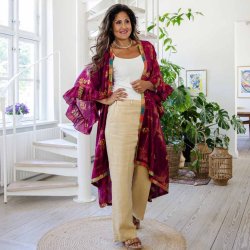 Plum/ yellow / green Doyenne kimono ruffled OneSize