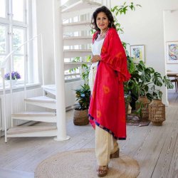 Cerise-red / orange / pink Doyenne kimono ruffled OneSize