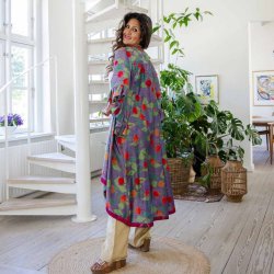 Grey-purple / red / pink Doyenne kimono ruffled OneSize