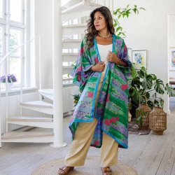 Green / purple / hot pink Doyenne kimono ruffled OneSize