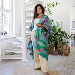 Green / purple / hot pink Doyenne kimono ruffled OneSize