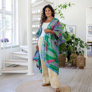 Green / purple / hot pink Doyenne kimono ruffled OneSize