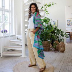 Green / purple / hot pink Doyenne kimono ruffled OneSize