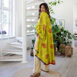 Lime green / cerise / blue Doyenne kimono ruffled OneSize