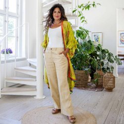 Lime green / cerise / blue Doyenne kimono ruffled OneSize