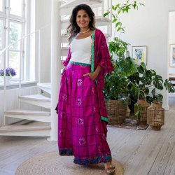 Magenta / blue / green Cleopatra palazzo size L/XL