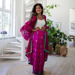 Magenta / blue / green Cleopatra palazzo size L/XL