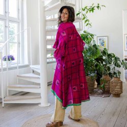 Magenta / blue/ green Doyenne kimono ruffled OneSize