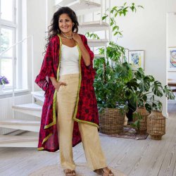 Red /black / lime Doyenne kimono ruffled OneSize