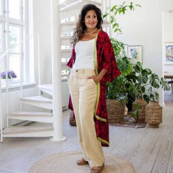 Red /black / lime Doyenne kimono ruffled OneSize