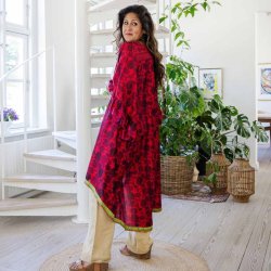 Red /black / lime Doyenne kimono ruffled OneSize