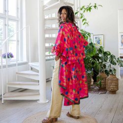 Hot pink / lime / blue / green Doyenne kimono ruffled OneSize