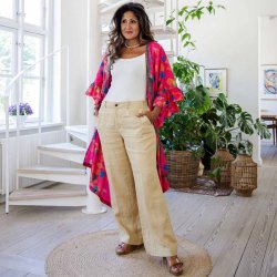 Hot pink / lime / blue / green Doyenne kimono ruffled OneSize