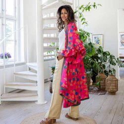 Hot pink / lime / blue / green Doyenne kimono ruffled OneSize