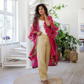 Pink / taupe Doyenne kimono ruffled OneSize