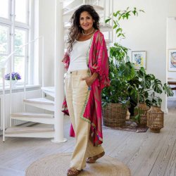 Pink / taupe Doyenne kimono ruffled OneSize