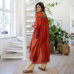 Dark orange / green Doyenne kimono ruffled OneSize