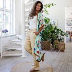 Aqua / red / blue turquoise Doyenne Kimono One Size