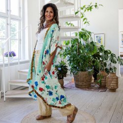 Aqua / red / blue turquoise Doyenne Kimono One Size